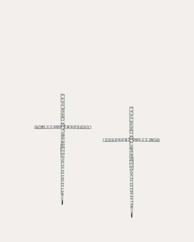 Spike Cross Pave Diamond Earrings